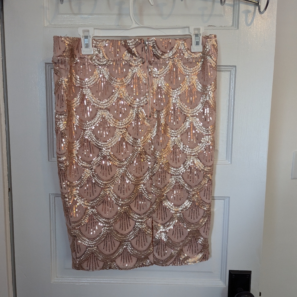 Women's gold sequin skirt